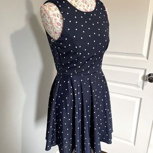 Dee Elle navy blue dress with white polka dots